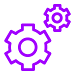 An icon of gear in purple